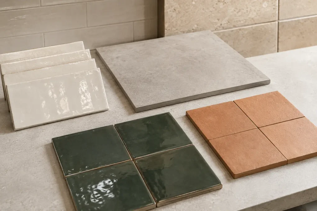 Different types of ceramic tiles for walls and floors
