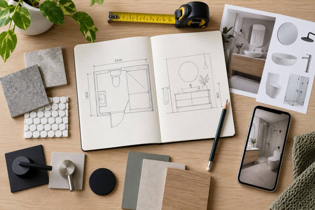 Planning measurements and finishes for a weekend bathroom makeover