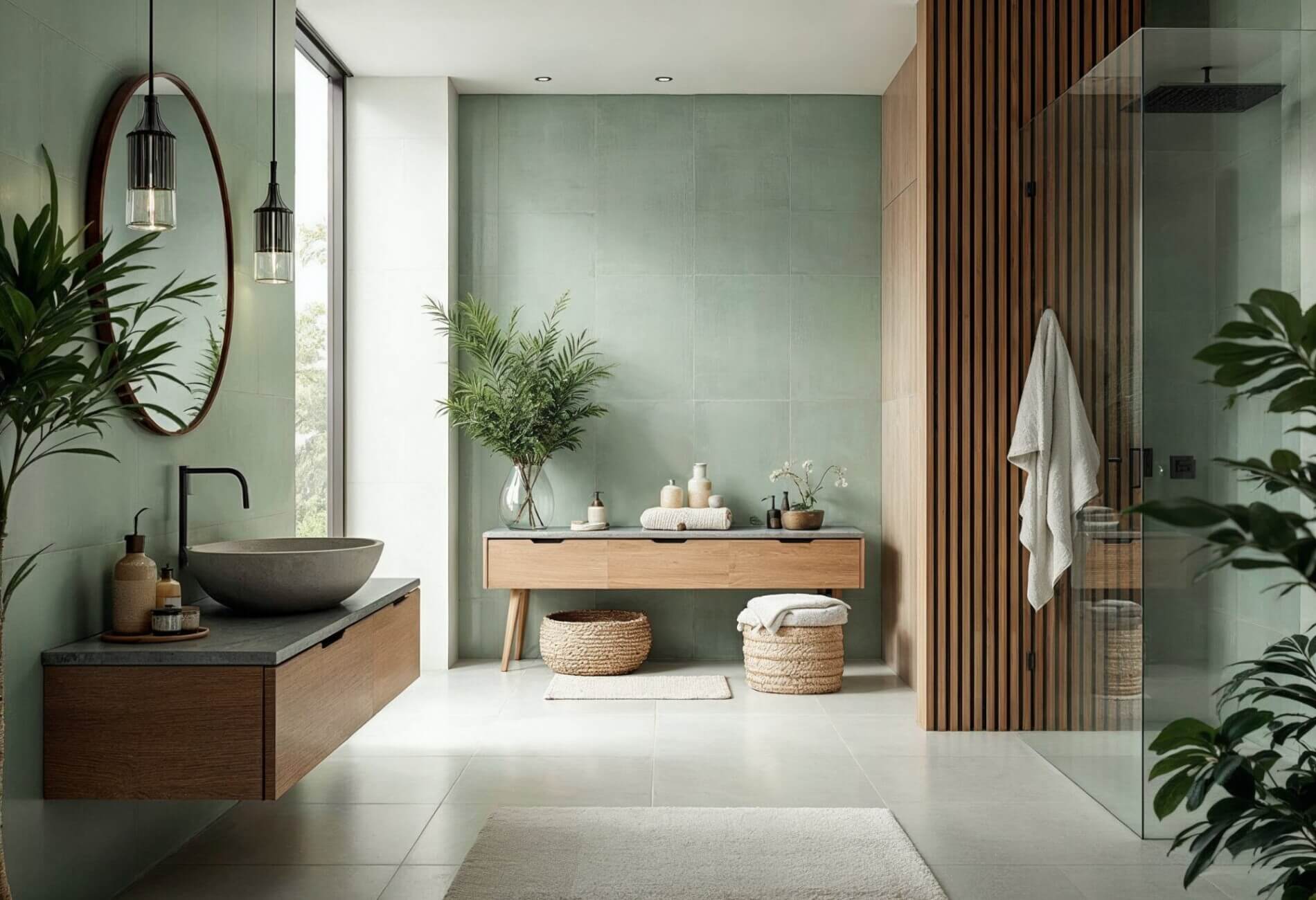 sage green bathroom