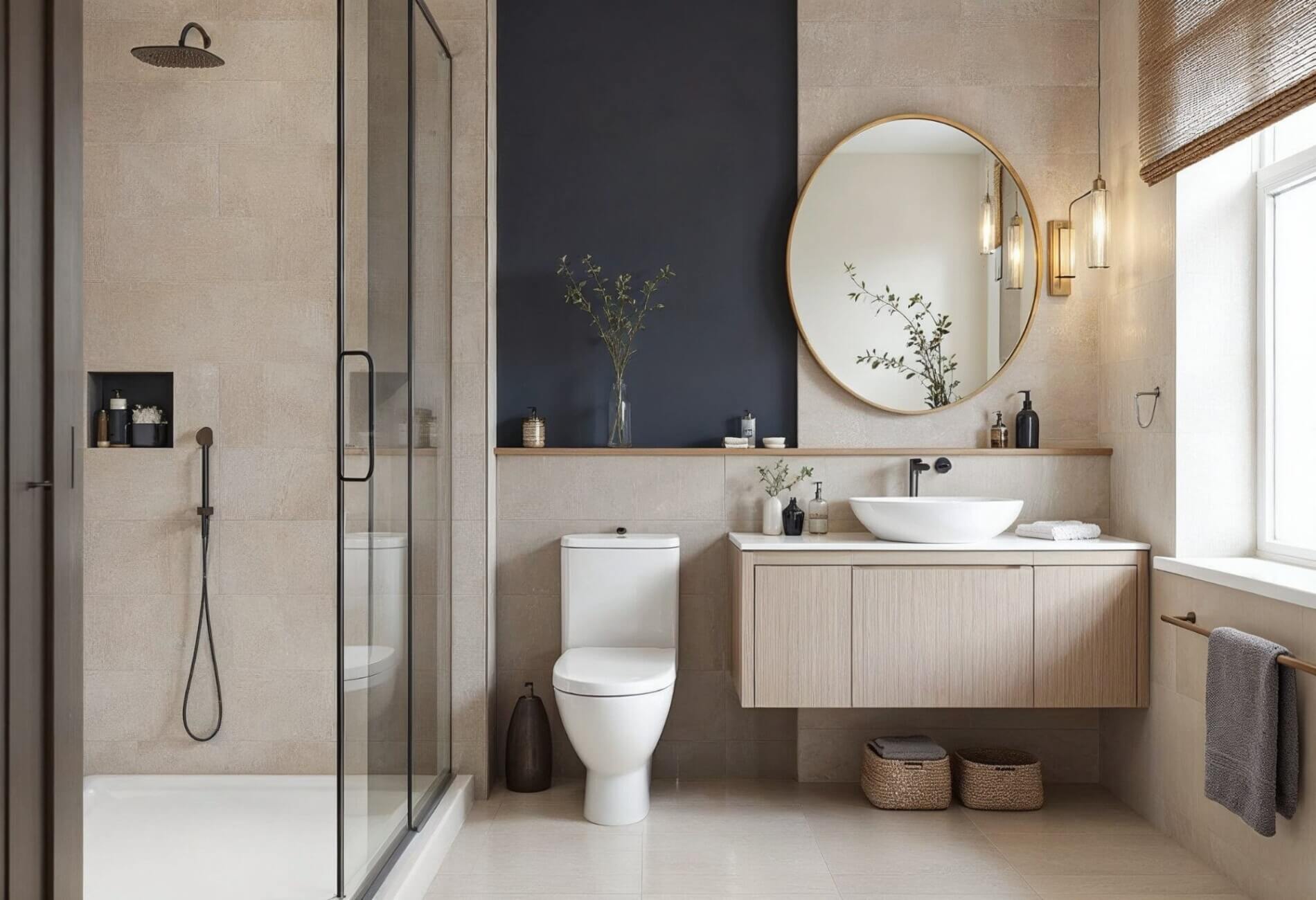 warm neutral bathroom