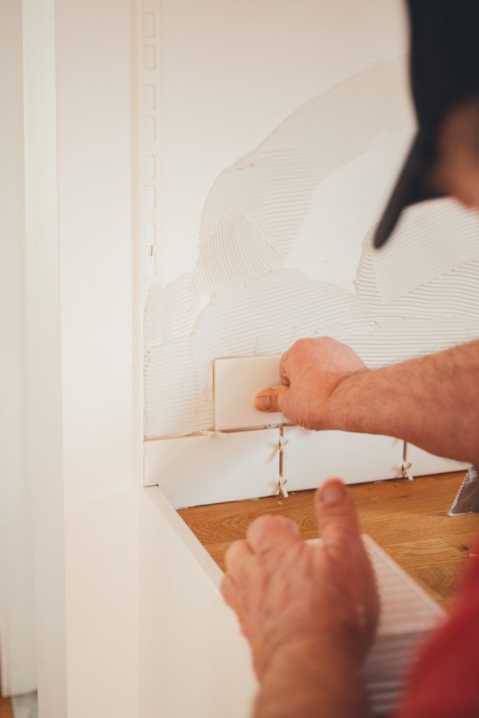 Laying Second Row of Tiles