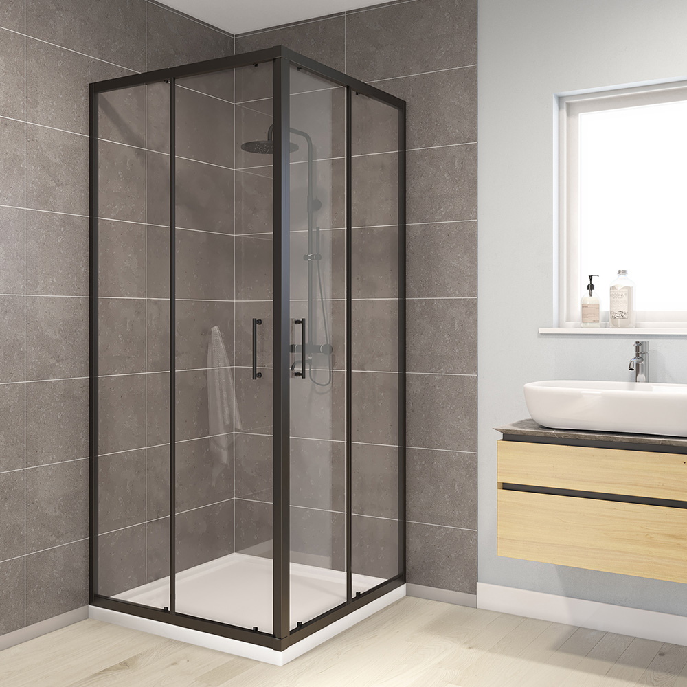 Torquay Square Slider Shower Matte Black Cheap Shower Screens Perth