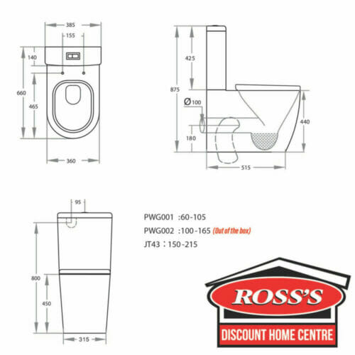 Denali Extra Height Rimless Toilet Suite Toilets in Perth