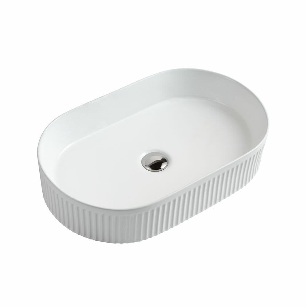 Oval Fluted Vessel White Bathroom Basins Perth