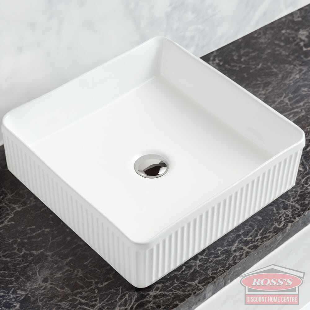 Square Fluted Vessel White Bathroom Basins Perth