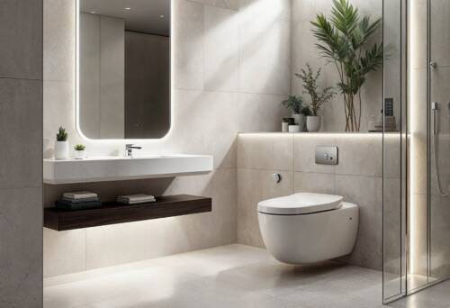 high-tech bathroom with smart technology