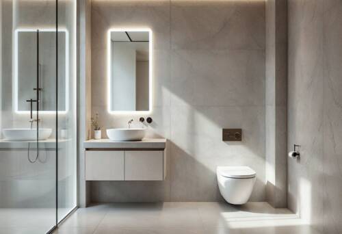 large format tiles in bathroom design