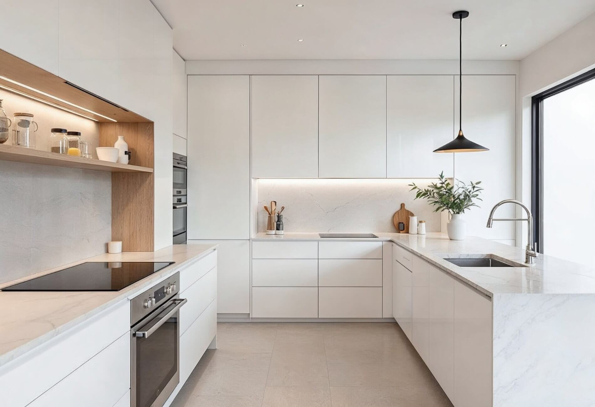 white minimalist kitchen design