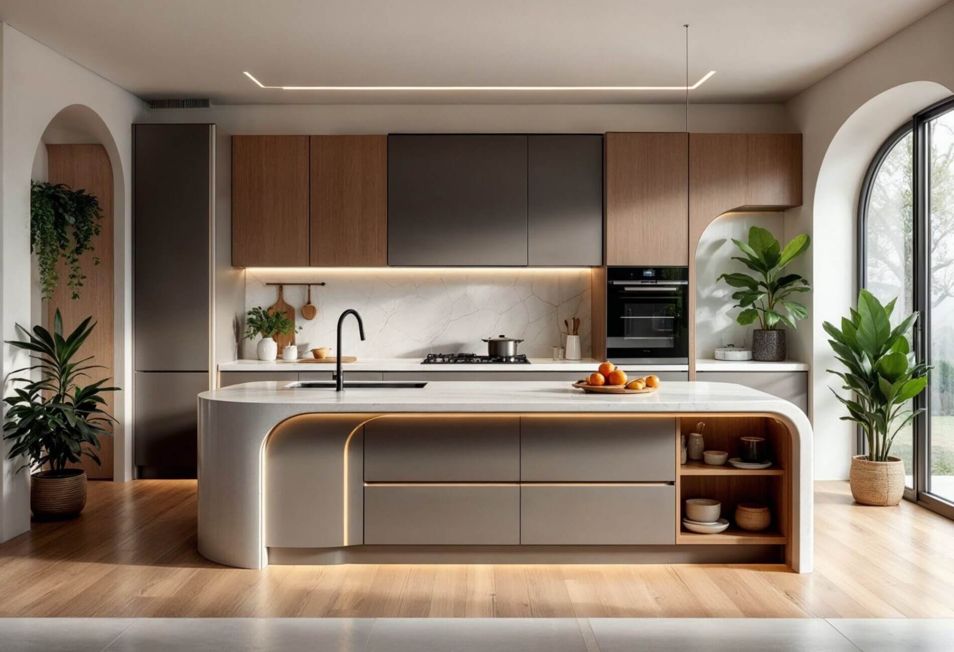 curved kitchen design style