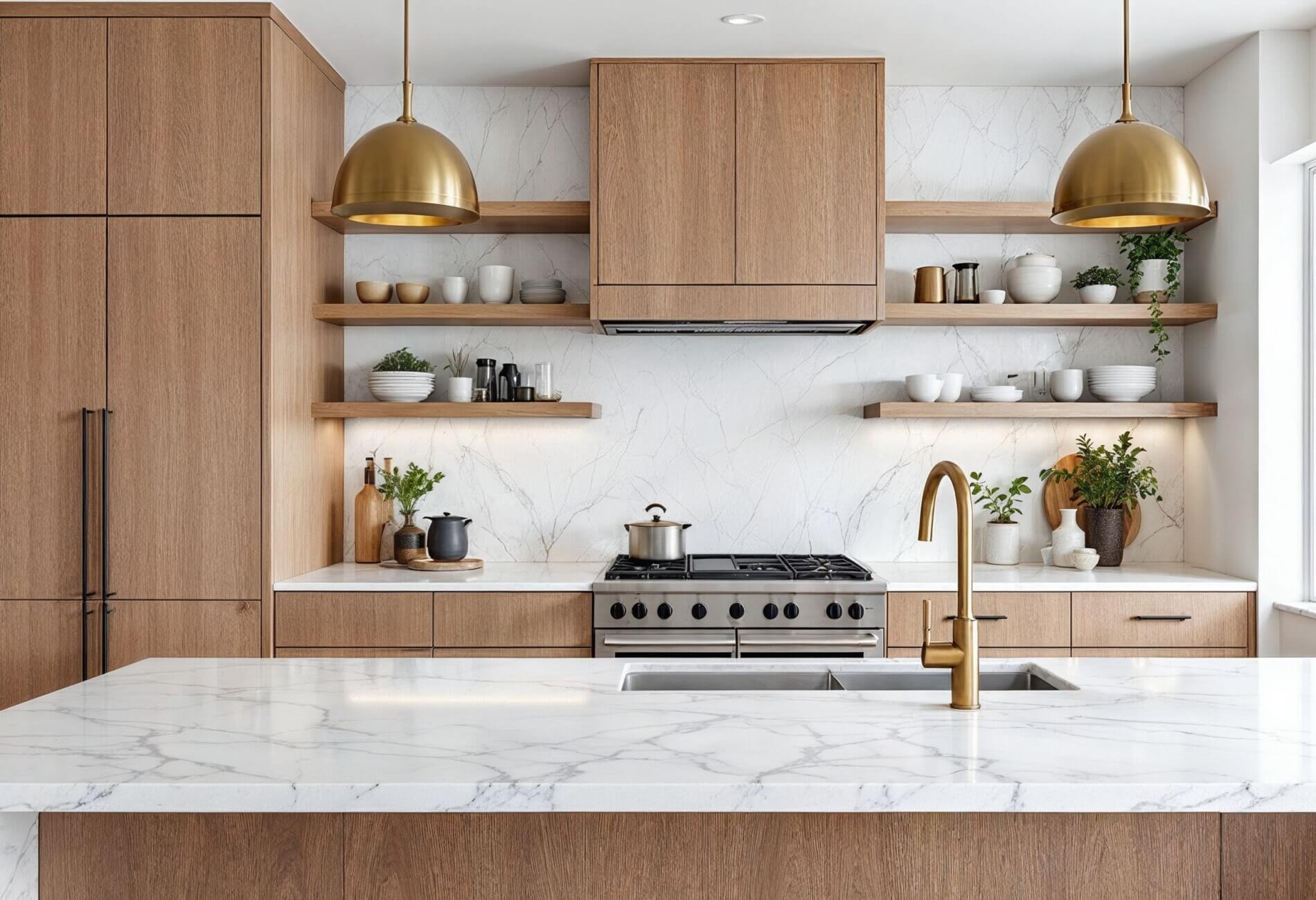kitchen with open shelving