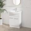 60cm Jessica Semi-Recessed Vanity in white and beige bathroom