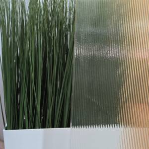 Fluted glass screen infront of plant