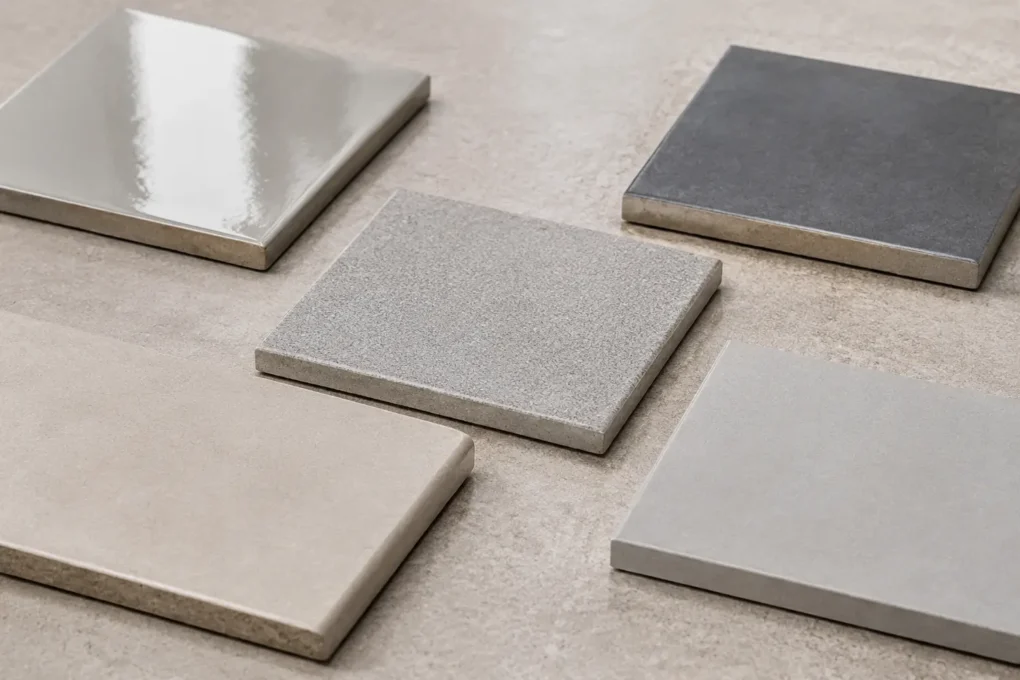 Tile finishes and pressed and rectified edges compared