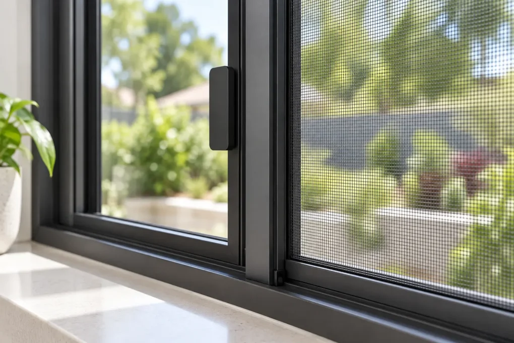 Jason sliding window lock and aluminium mesh flyscreen