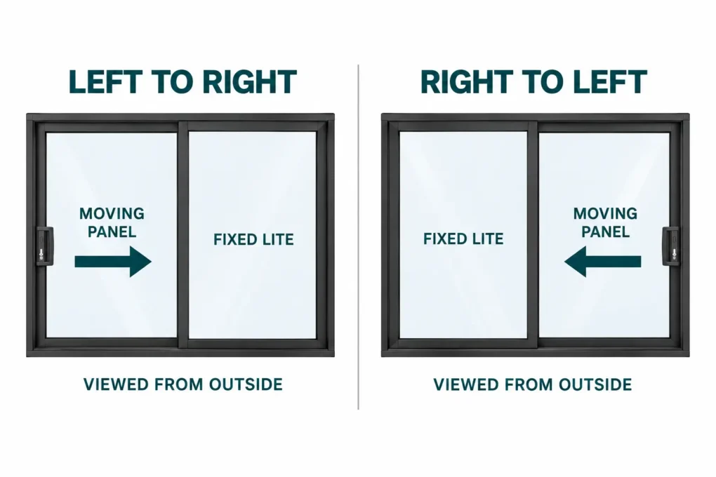Sliding window opening direction viewed from outside the home