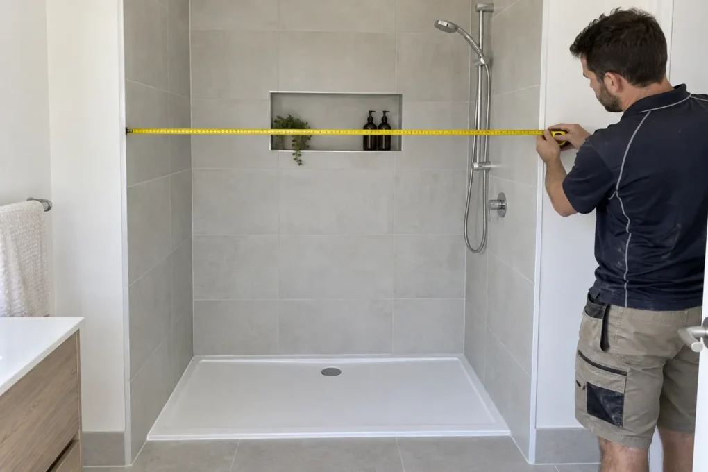 Measuring a finished opening before choosing a sliding shower screen