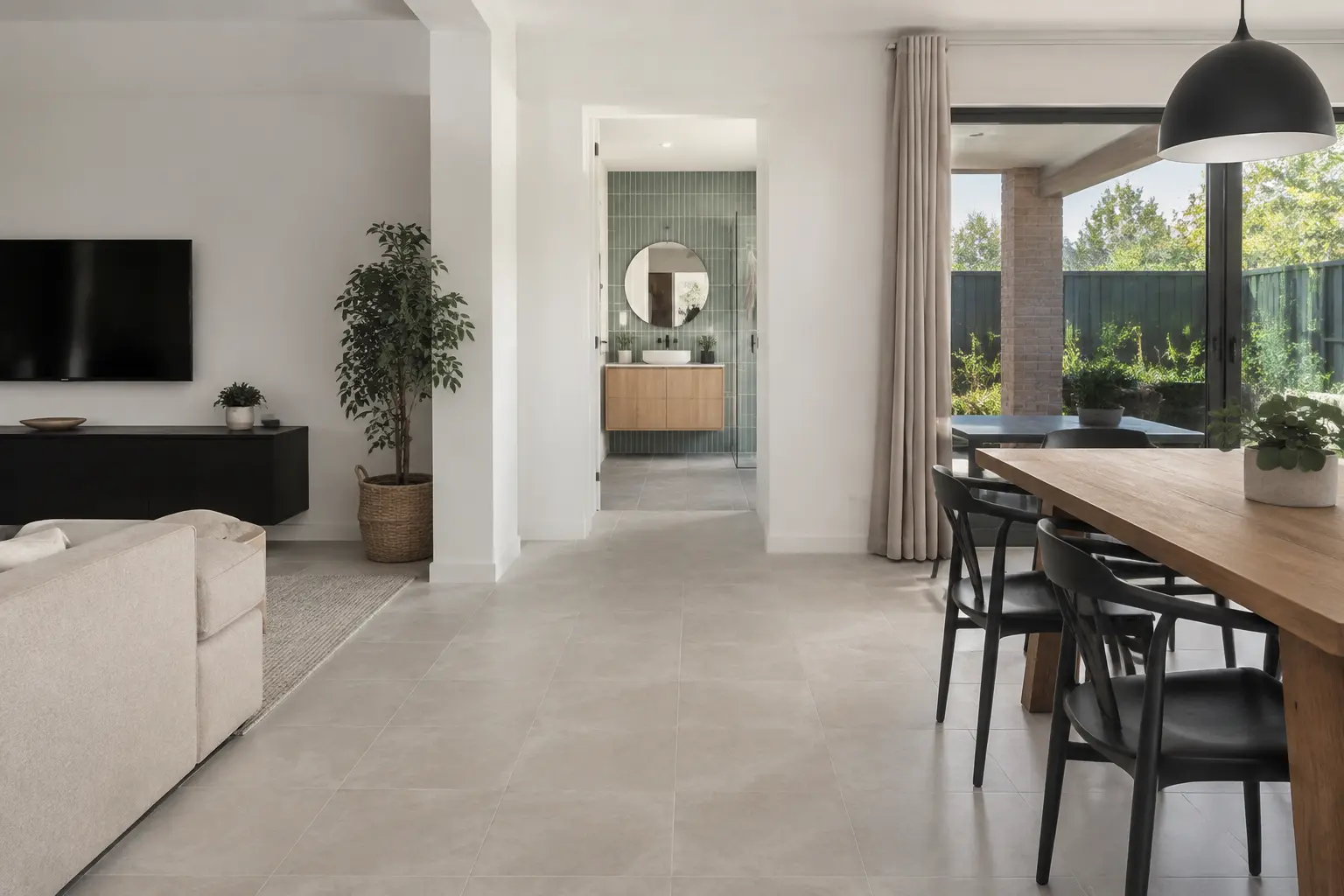 Porcelain and ceramic tiles used across a modern Perth home