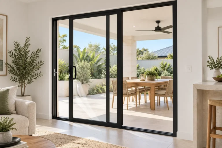 Jason Windows sliding doors opening onto a Perth alfresco area