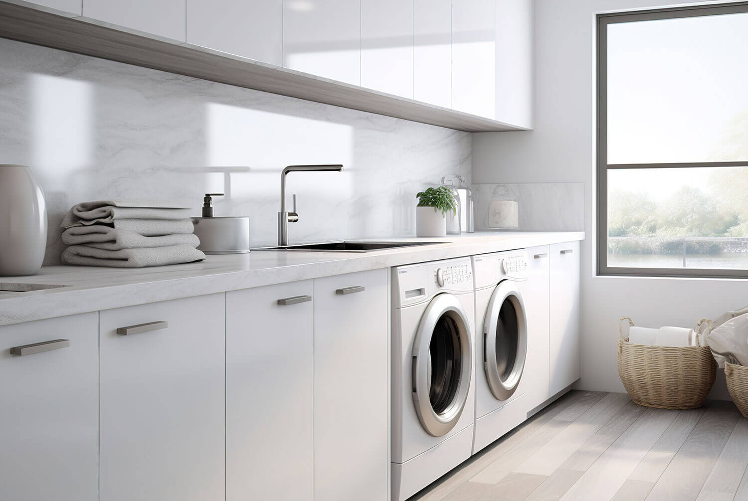 White Laundry Cabinets
