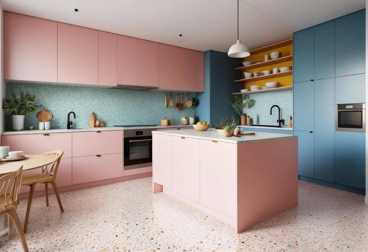 Terrazzo Floor Tiles in Kitchen