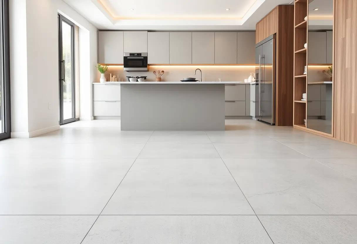 Large-Format Floor Tiles in Kitchen