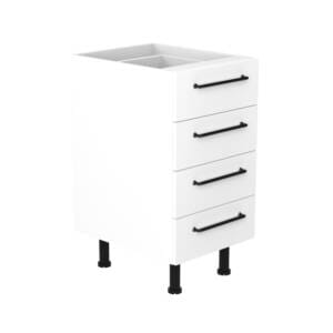 45cm 4 Drawer Base Cabinet with Cosmic Matte Black Handle (Side View)