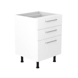 60cm 3 Drawer Base Cabinet with Cosmic Chrome Handle (Side View)