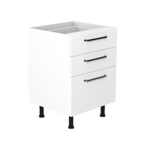 60cm 3 Drawer Base Cabinet with Ranch Chrome Handle (Side View)