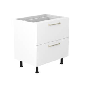 80cm 2 Drawer Base Cabinet with Cosmic Brushed Gold Handel (Side View)
