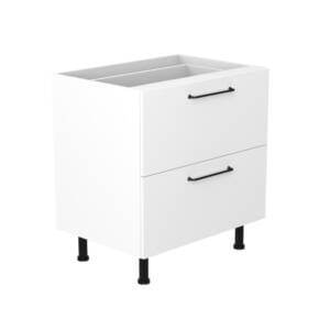 80cm 2 Drawer Base Cabinet with Cosmic Matte Black Handel (Side View)