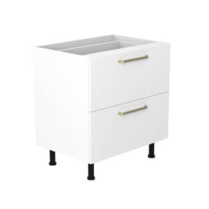 80cm 2 Drawer Base Cabinet with Ranch Brushed Gold Handel (Side View)
