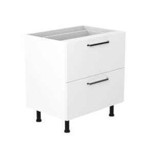 80cm 2 Drawer Base Cabinet with Ranch Chrome Handel (Side View)