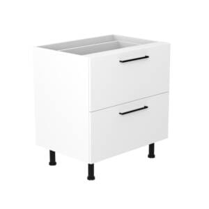 80cm 2 Drawer Base Cabinet with Sky Matte Black Handel (Side View)