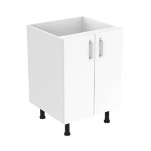 60cm Double Door Base Cabinet with Ranch Brushed Nickel Handel (Side View)