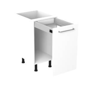 45cm-pull-out-utility-base-cabinet-cosmic-gunmetal-Handle-open 45cm Pull Out Utility Base Cabinet with Cosmic Gunmetal Handel (Door Open)