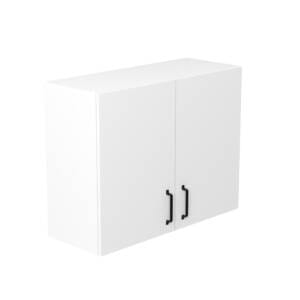 90cm Double Door Wall Cabinet with Ranch Matte Black Handle (Side View)