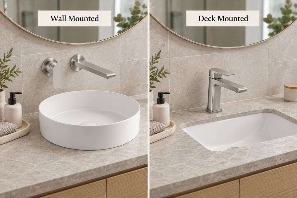 Wall mounted vs deck mounted tapware on bathroom basins