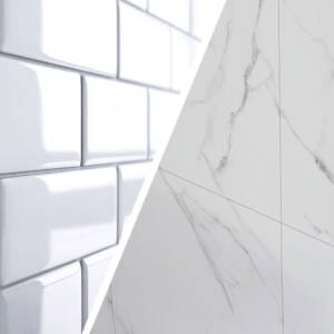 Comparison of pressed edge tiles and rectified edge tiles for wall and floor surfaces