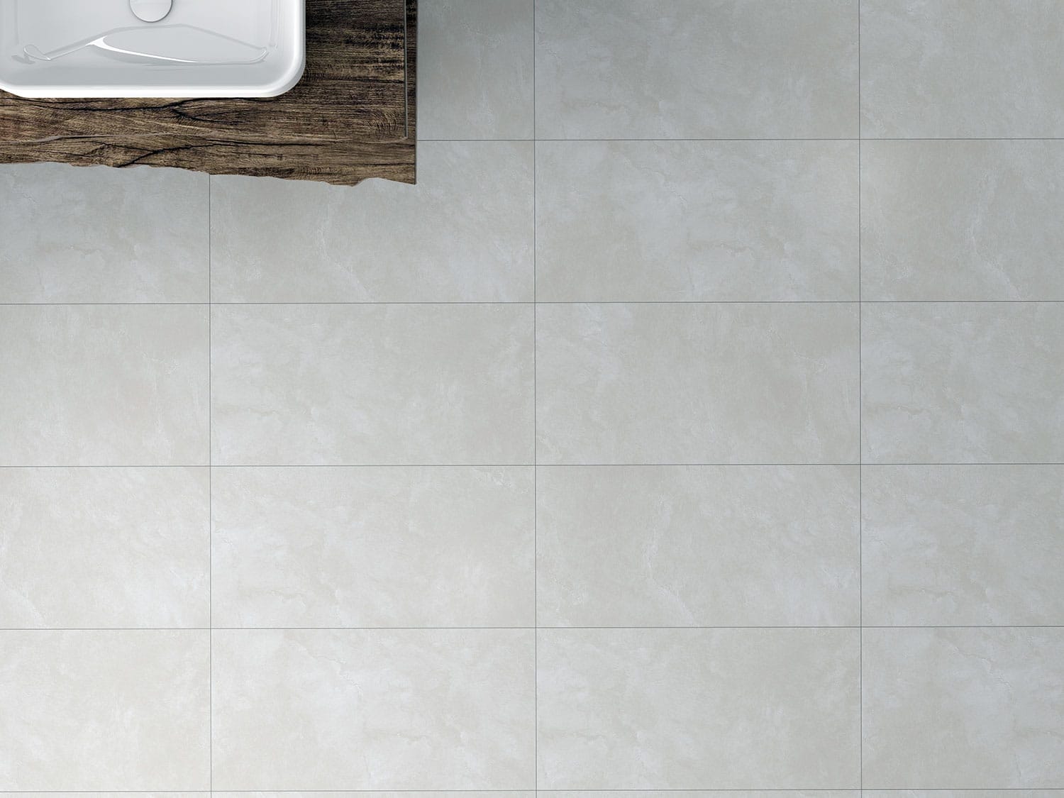 Rectified edge floor tiles with sharp square edges and minimal grout lines