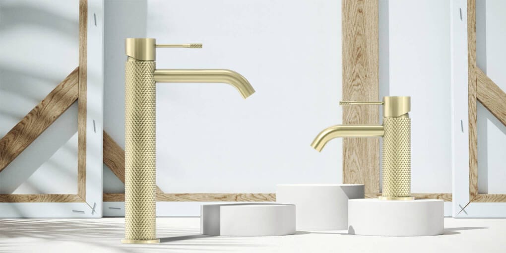 nero diamond-pattern bathroom sink tapware brushed gold