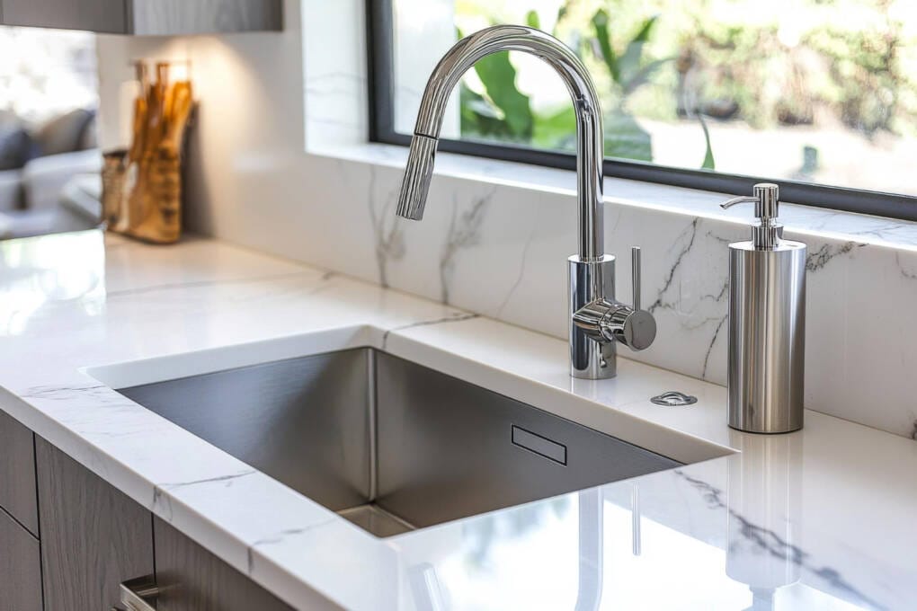 One Bowl Stainless Steel Kitchen Sink in modern kitchen