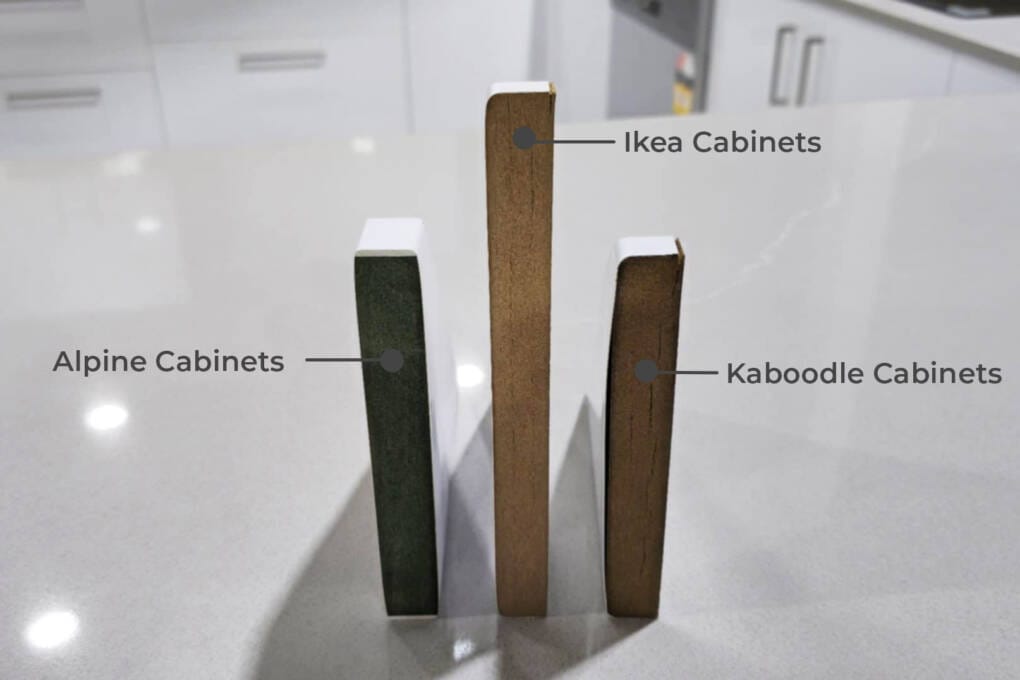 alpine vs ikea vs kaboodle cabinet comparison after 24hr soak