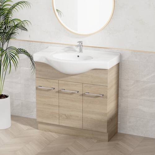 Jessica Semi-Recessed PVC Vanity Unit 90cm Rural Oak - Vanities Perth