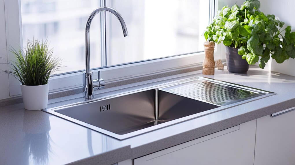 single bowl stainless steel sink with drainer