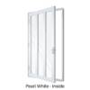 Single Front Entry Door with Double Vertical Midrails Pearl White Inside
