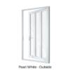 Single Front Entry Door with Double Vertical Midrails Pearl White Outside