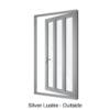 Single Front Entry Door with Double Vertical Midrails Silver Lustre Outside
