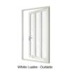 Single Front Entry Door with Double Vertical Midrails White Lustre Outside