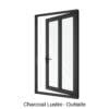 Single Front Entry Door with Single Vertical Midrail Charcoal Lustre Outside