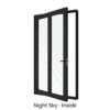 Single Front Entry Door with Single Vertical Midrail Night Sky Inside